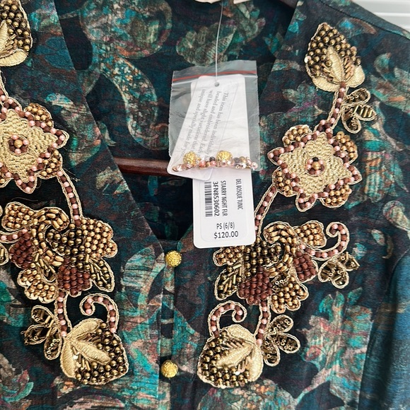 Soft Surroundings tunic Sequin and golden button Starry Night 6/8. NWTS. - Picture 6 of 13